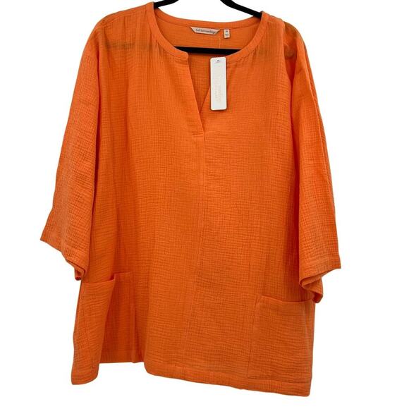 Soft Surroundings NWT Orange Gauze Popover Pockets Size 1X - Picture 2 of 7
